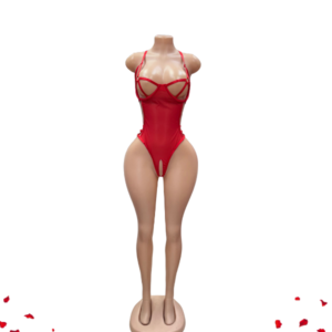 Sensual women’s bodysuit with ribbon details on the cups and strappy open design at the back, soft stretch lingerie.